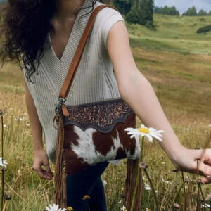 NWT Myra Bag Boho Leather & Canvas Shoulder Bag